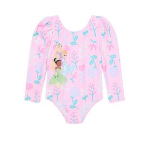 Disney Princess Pink and White Long Sleeve Swimsuit Rashguard Swimsuit